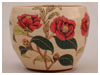 A Bali stoneware high jar, decorated with camellias on cream background - third view.