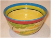 A Bali stonewae high bowl, paintd in Clarice Cliff style decorations - third view.